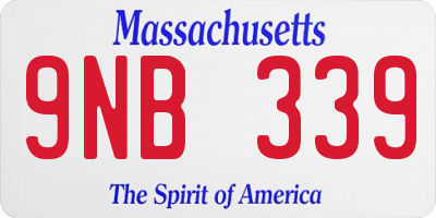 MA license plate 9NB339
