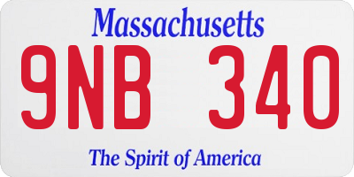 MA license plate 9NB340