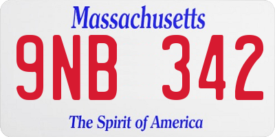 MA license plate 9NB342
