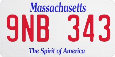 MA license plate 9NB343
