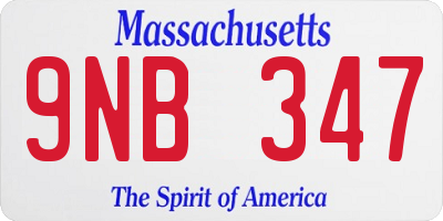MA license plate 9NB347