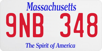 MA license plate 9NB348