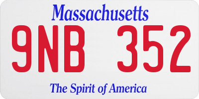 MA license plate 9NB352