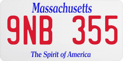 MA license plate 9NB355