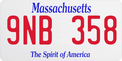 MA license plate 9NB358