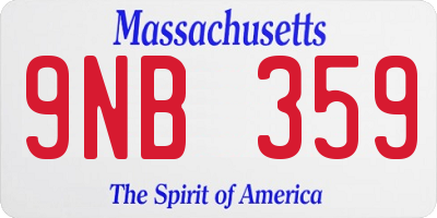 MA license plate 9NB359