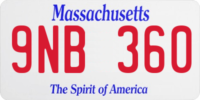 MA license plate 9NB360