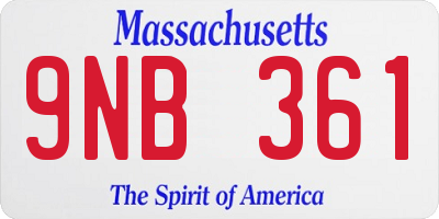 MA license plate 9NB361