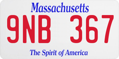 MA license plate 9NB367