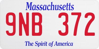 MA license plate 9NB372