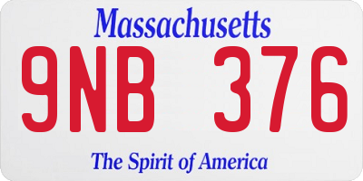 MA license plate 9NB376