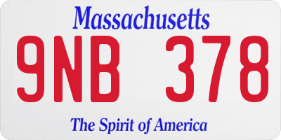MA license plate 9NB378