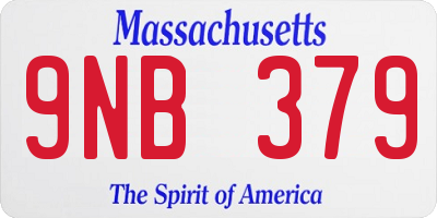 MA license plate 9NB379