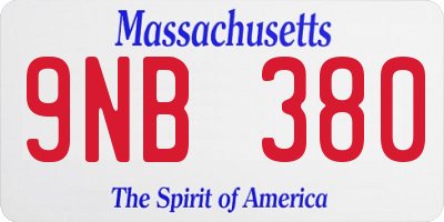 MA license plate 9NB380