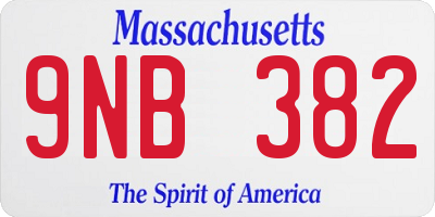 MA license plate 9NB382