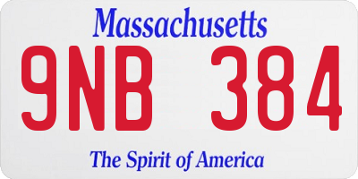 MA license plate 9NB384