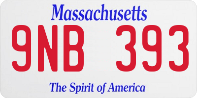MA license plate 9NB393