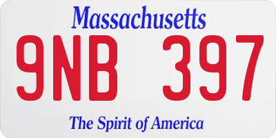 MA license plate 9NB397