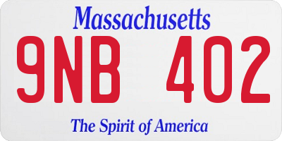 MA license plate 9NB402