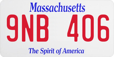 MA license plate 9NB406