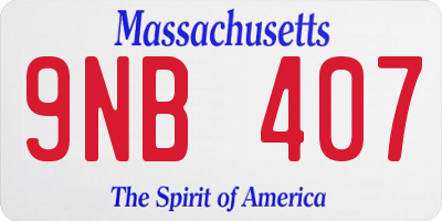MA license plate 9NB407