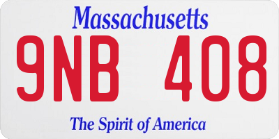 MA license plate 9NB408
