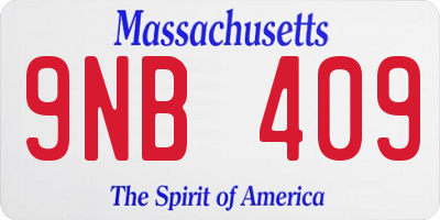 MA license plate 9NB409