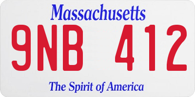 MA license plate 9NB412