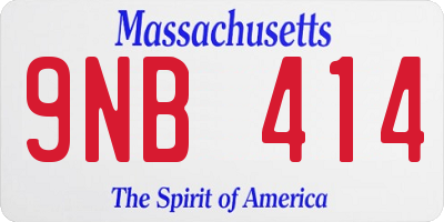 MA license plate 9NB414