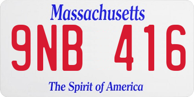 MA license plate 9NB416