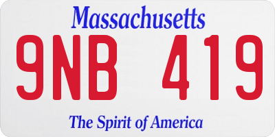 MA license plate 9NB419