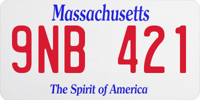 MA license plate 9NB421