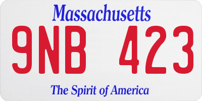 MA license plate 9NB423