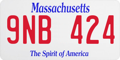 MA license plate 9NB424