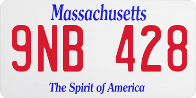 MA license plate 9NB428