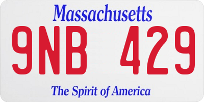 MA license plate 9NB429