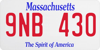 MA license plate 9NB430
