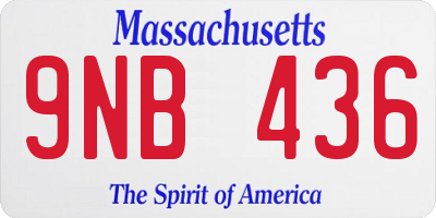 MA license plate 9NB436