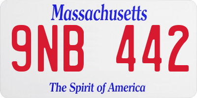 MA license plate 9NB442
