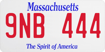 MA license plate 9NB444