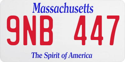 MA license plate 9NB447