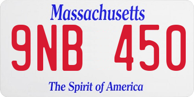 MA license plate 9NB450
