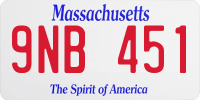 MA license plate 9NB451
