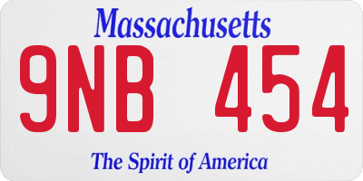 MA license plate 9NB454