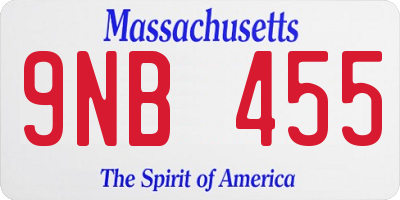 MA license plate 9NB455
