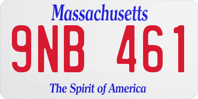 MA license plate 9NB461