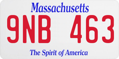 MA license plate 9NB463