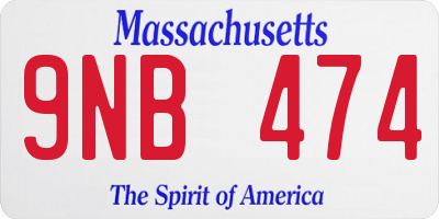 MA license plate 9NB474