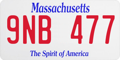 MA license plate 9NB477