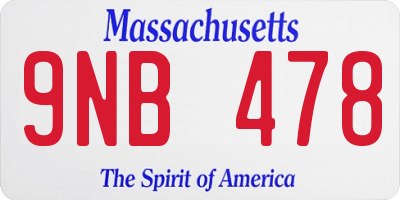 MA license plate 9NB478
